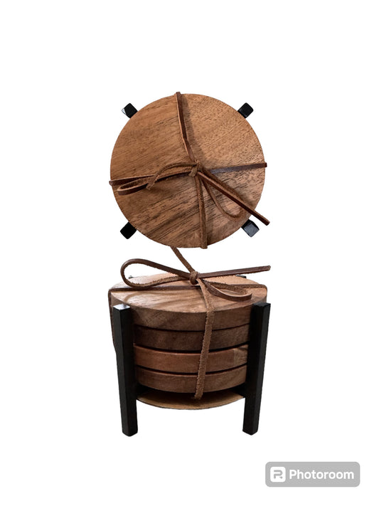 Round Coasters With Metal Stand