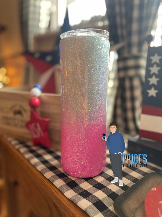 Pink & White Ombre  20 oz
