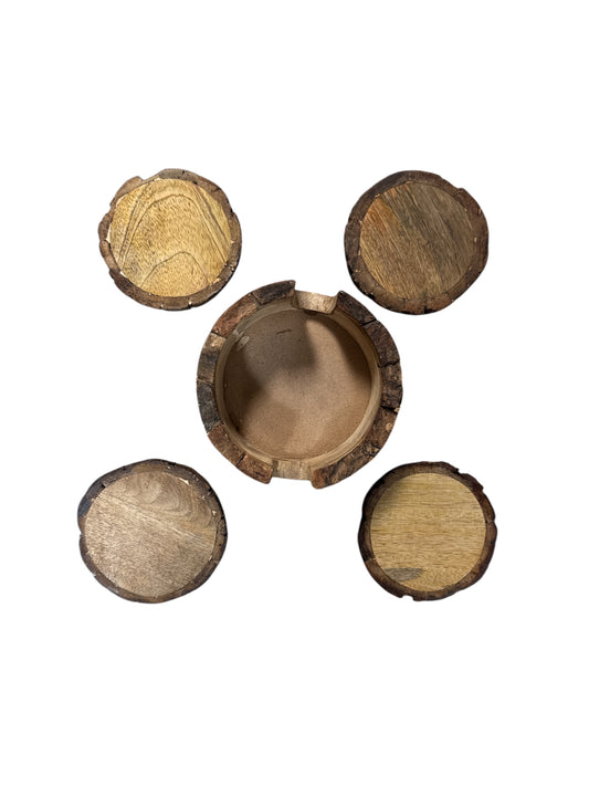 Wood Bark Coasters - Set of 4
