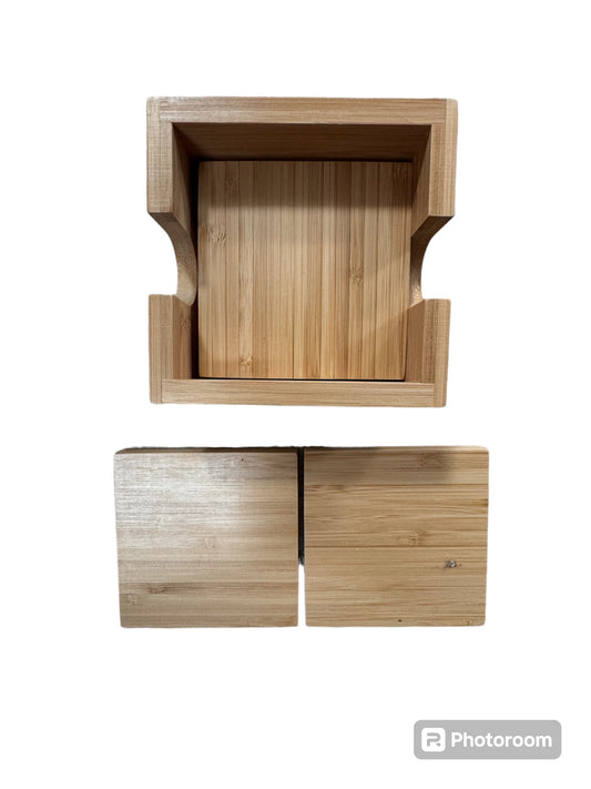 Set Of 4 Wood Coasters - With Box